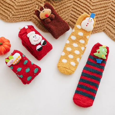 Women's Cute Christmas Tree Santa Claus Christmas Socks Cotton Polyester Crew Socks 1 Set