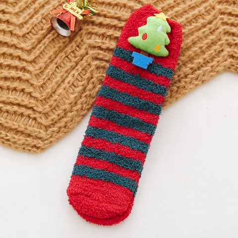 Women's Cute Christmas Tree Santa Claus Christmas Socks Cotton Polyester Crew Socks 1 Set