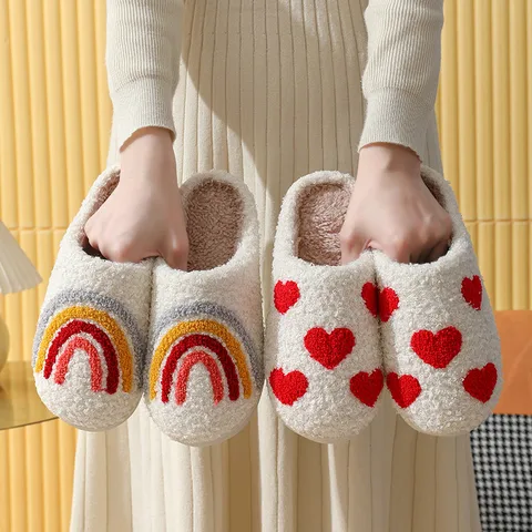 Women's Elegant Rainbow Round Toe Cotton Slippers