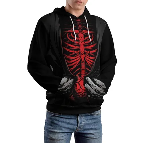 Men's Skull Streetwear Long Sleeve Loose Hooded