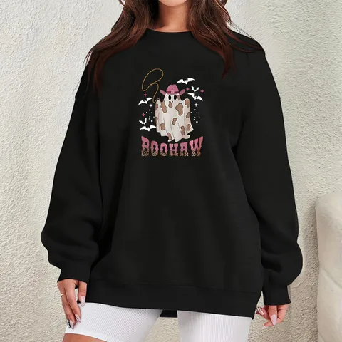 Women's Hoodies Long Sleeve Printing Casual Halloween Pattern Cartoon Letter