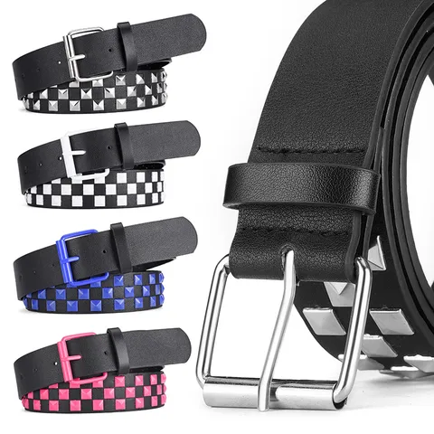 Hip-Hop Punk Geometric Pu Leather Alloy Rivet Unisex Leather Belts