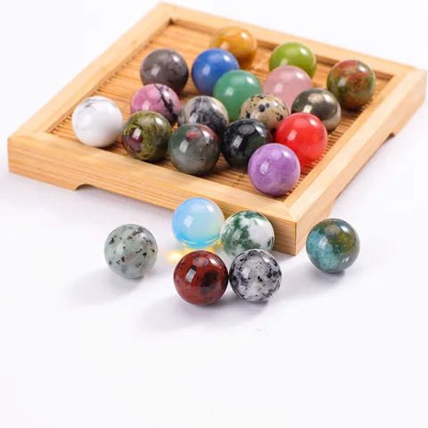 Simple Style Round Natural Stone Gem Crystal Artificial Decorations