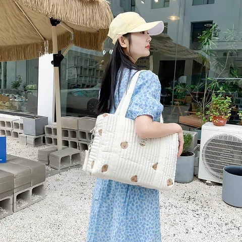 Japanese And Korean Mummy Bag Horizontal Version Large Capacity Tote Mother And Baby Bag Floral Portable Out Shoulder Lightweight Crossbody Bag