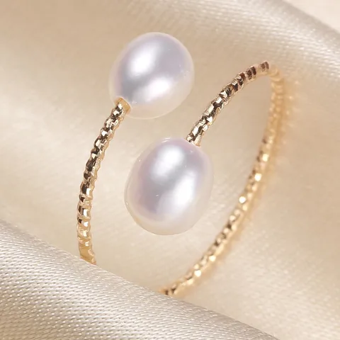 Alloy Freshwater Pearl Geometric Open Rings