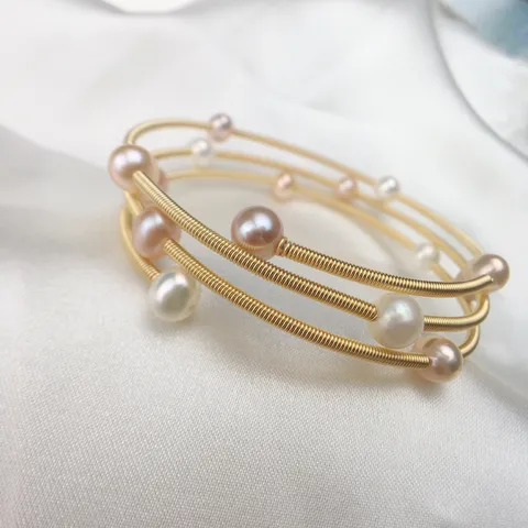 Freshwater Pearl Copper Alloy Bangle