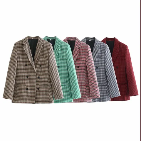 Women's Blazer Long Sleeve Blazers Formal Streetwear Houndstooth