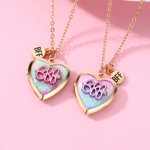 Cute Romantic Sweet Letter Heart Shape Alloy Plating Kid'S Pendant Necklace