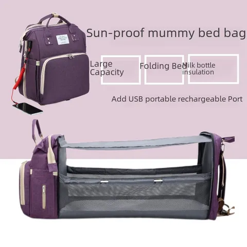 Wholesale  Multi-functional Mommy Bag With USB Large Capacity Baby Bag Folding Baby Bag To Be Produced Bag Mother Bag