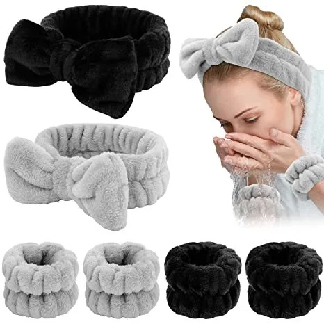 Hot 6-piece Set Spa Wash Practical Bracelet Headband Plush Fashion Hair Band Wrist Band