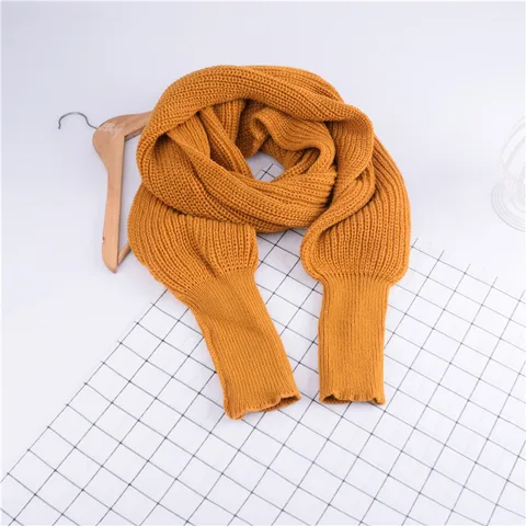 Autumn And Winter Wool Scarf  Men And Women's Long Neck Shawl With Sleeves Knitted Scarf