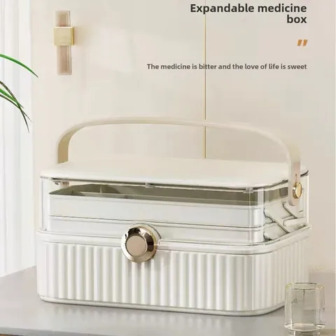 Plastic Portable Double-layer Medicine Box Portable First Aid Medical Box Small Medicine Box For Health Center Household Storage Box