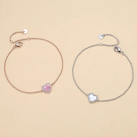 Shell Brass Rose Gold Plated White Gold Plated Inlay Heart Shape Shell Zircon Bracelets