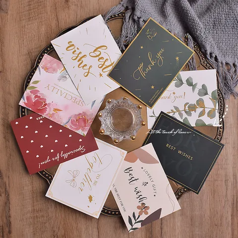 New Creative European-style High-end  Card Greeting Card Mini Bronzing English Christmas Thank You Card Spot Wholesale