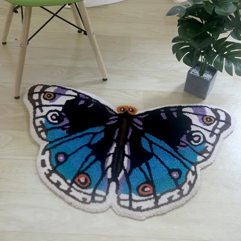 New Blue Butterfly Embroidered Carpet Modern Simple Fashion Floor Mat Home Creative Door Mat