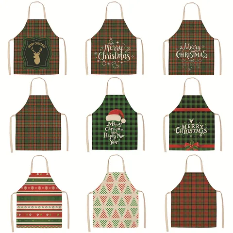 Christmas Nordic Style Household Modern Style Printing Snowflake Polyester Apron 1 Piece