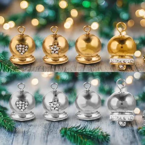 5 PCS/Package 10*11mm 9.5*10mm 304 Stainless Steel Zircon Bell Jewelry Accessories Pendant