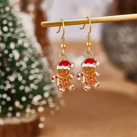 1 Pair Casual Cute Gingerbread 304 Stainless Steel 18K Gold Plated Drop Earrings