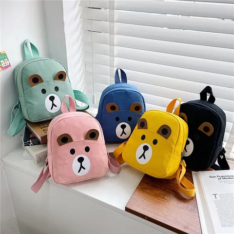 Wholesale Cartoon Kindergarten Canvas Schoolbag 1-3-5 Years Old Boys And Girls Baby Bear New Backpack Children's Backpack