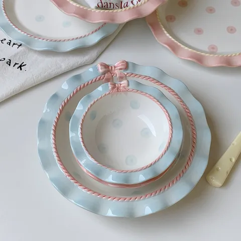 Cute Bow Knot Ceramics Plate Tableware 1 Piece