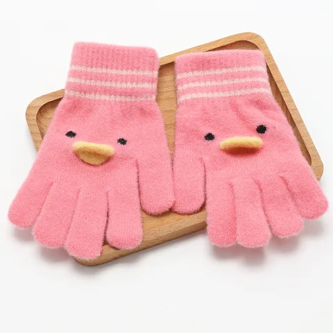 Children's Gloves Winter Warm Princess Girl Child Five Finger Warm Fleece-lined Toddler Cute Boys And Girls Baby Wool