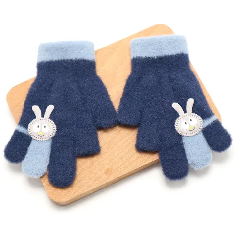 Children's Gloves Winter Warm Princess Girl Child Five Finger Warm Fleece-lined Toddler Cute Boys And Girls Baby Wool