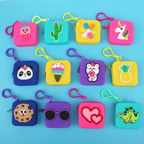 New Cartoon Silicone Change Storage Bag Silicone Data Cable Storage Bag Children's Points Card Storage Bag