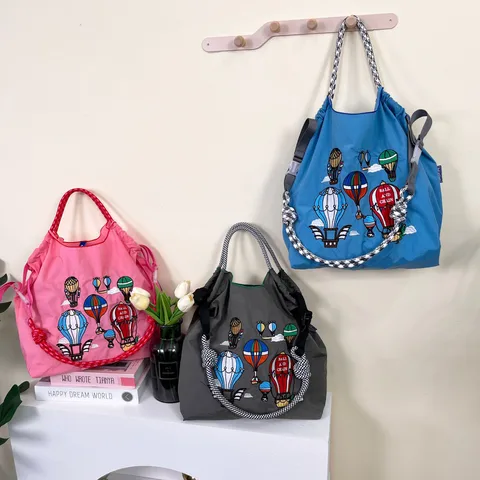 Women's Cute Printing Hot Air Balloon Nylon Shopping Bags