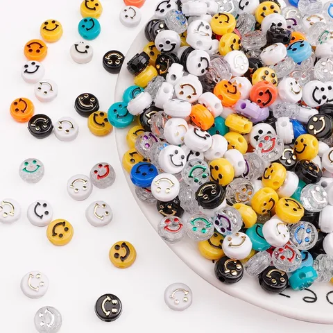 One Pack Arylic Smile Face Beads