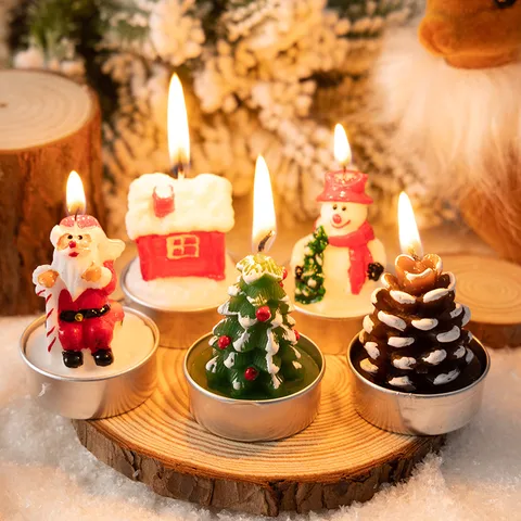 Christmas Cute Christmas Tree Santa Claus Snowman Paraffin Candle