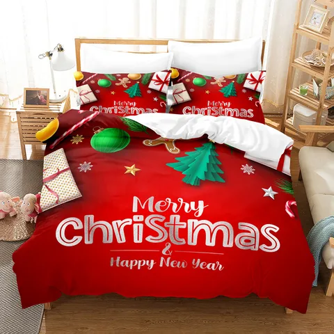 Casual Christmas Tree Snowflake Elk Chemical Fiber Pillowcase Quilt Cover Bedding