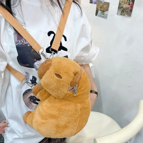 Simple Doll Capybara Plush Cartoon Backpack  New Cartoon Girl Student Backpack Cute Storage Bag