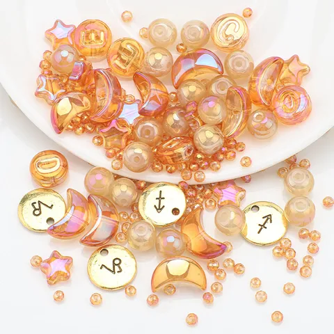 1 Set 13mm Diameter 10mm Diameter 8mm Alloy Glass Constellation Pendant Beads