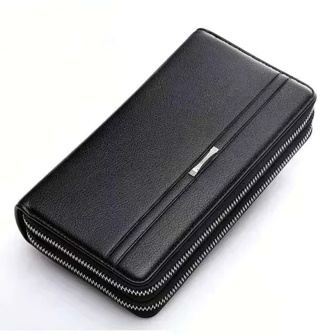 Fashion Men's Wallet Business Double Zipper Clutch Bag Korean Casual Mobile Phone Bag Long Large Capacity Wallet