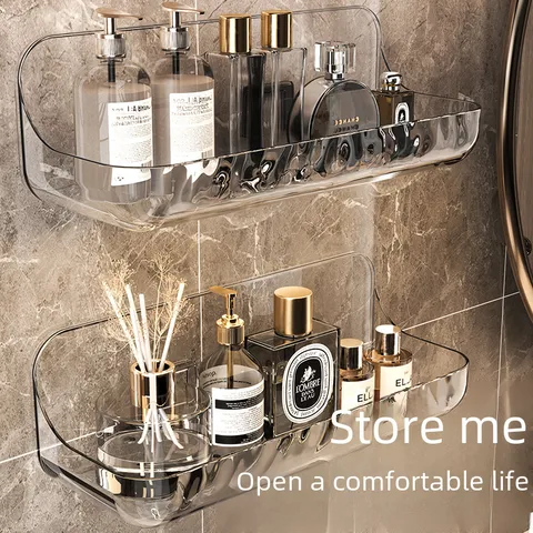 Acrylic Bathroom Storage Rack Bathroom Toilet Punch-free Wall-mounted Washstand Wall Cosmetics Storage Rack