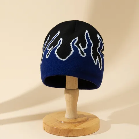 Unisex Casual Hip-Hop Flame Printing And Dyeing Eaveless Wool Cap