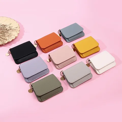 Hot Korean Style Women's Wallet Short  Fashion Hand-held RFID Multi-card Holder Zipper Coin Purse For