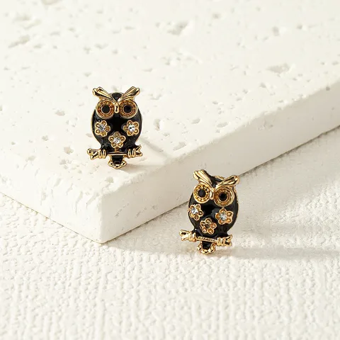 1 Pair Elegant Simple Style Classic Style Owl Alloy Ear Studs