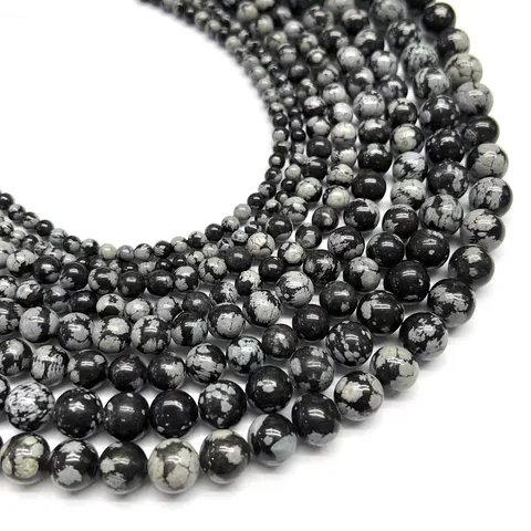 1 Piece Diameter 4mm Diameter 6 Mm Diameter 8mm 1.2-1.5mm Natural Stone Snowflake Obsidian Geometric Polished Beads