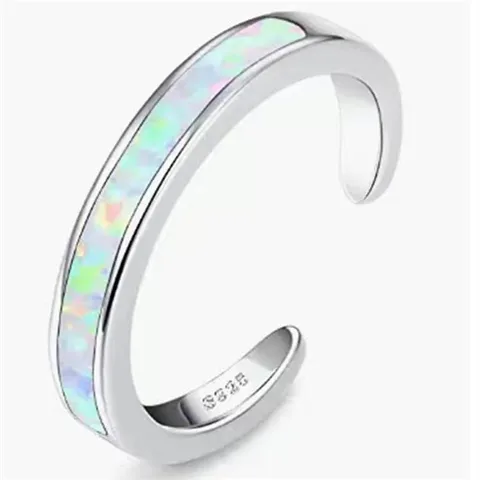 New S925 Sterling Silver Opal Open Toe Ring  Simple Fashion Girl Sexy Foot Accessories