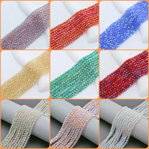 1 Set 4mm Hole 1~1.9mm Artificial Crystal Glass Glittery Beads