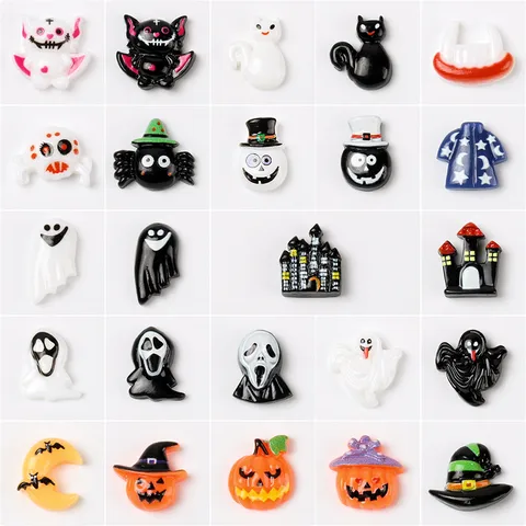 10 PCS/Package Resin Halloween Pattern Resin Accessories