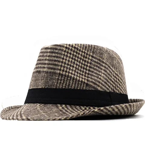 Unisex Retro Simple Style Lattice Wide Eaves Fedora Hat