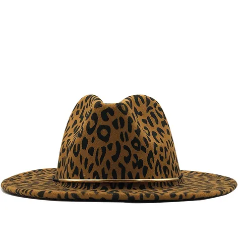 Unisex Retro Leopard Flat Eaves Fedora Hat