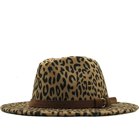 Unisex Retro Leopard Flat Eaves Fedora Hat