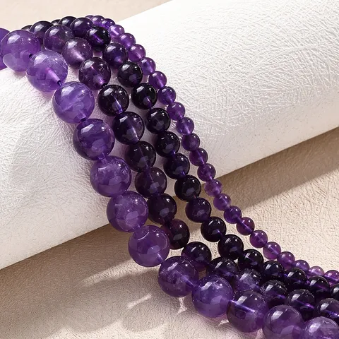 1 Piece Diameter 4mm Diameter 6 Mm Diameter 8mm Hole Under 1mm Hole 1~1.9mm Natural Stone Amethyst  Marble Simple Polished Beads