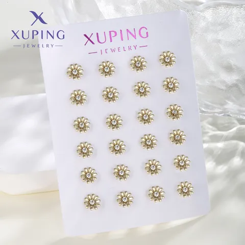 Copper 18K Gold Plated Inlay Flower Artificial Gemstones Ear Studs