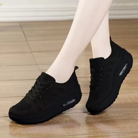 Mesh Women's Shoes Spring And Summer New Fashionable Simple Breathable Single-layer Shoes Women's Thick Sole Shown High Lightweight And Comfortable Fashionable Sports Shoes