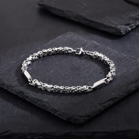 Stainless Steel Bamboo Necklace Stitching Chain Byzantine Bracelet 20,21cm