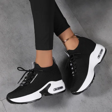 Spring Breathable New Hidden Height Women's Shoes Fashionable  Casual Dance Mom Shoes Soft Bottom Ladies Shoes